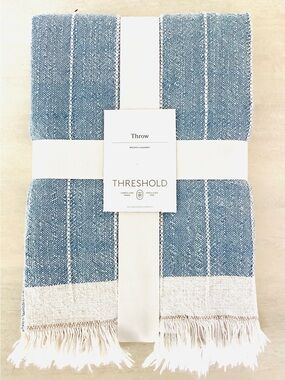 Threshold Woven Stripe Throw Blanket - Blue